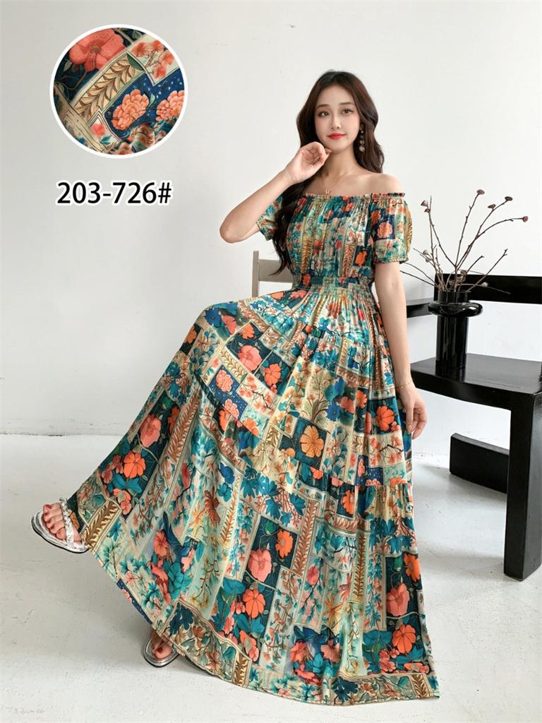Off-Shoulder One-Neck Cotton Silk Dress Children's Summer Dress Bohemian Island Vacation Dress Travel Beach Dress
