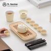 Nanshan Mr. Gardenia Moon Ceramic Tea Set - 9-Piece with Tea Tray