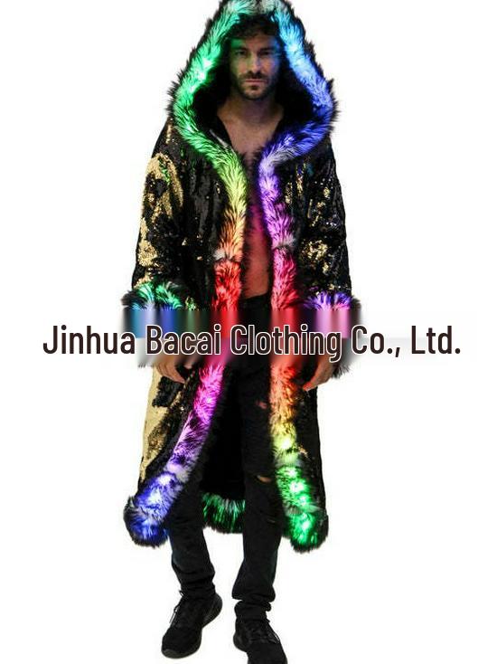 Costume Cosplay con Cappuccio e Paillettes LED da Uomo 2025 per Carnevali Europei e Americani