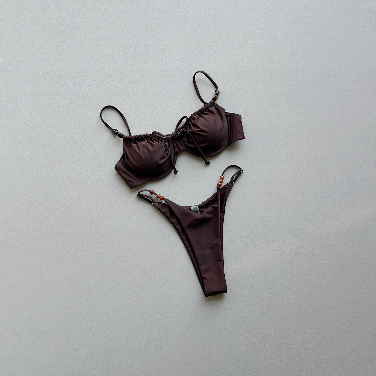 

Push Up Bikinis Sexy Women Swimsuit Swimwear Female Bikini Set Beads Biquini Bathing Suit Dot Swimming Suit Beachwear S