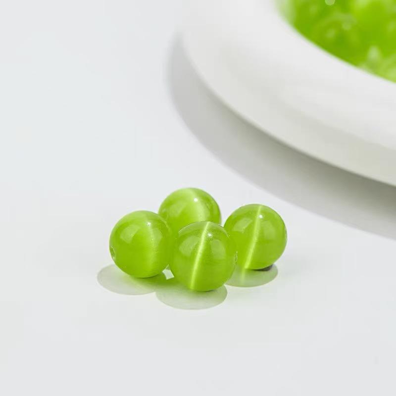 Green Cat's Eye Grape Beads: Round Spacer Beads for DIY Jewelry - Bracelet & Necklace Accessories.