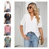 Women's V-neck Tops Short Sleeve T-shirts With Cut Out Lace Detail