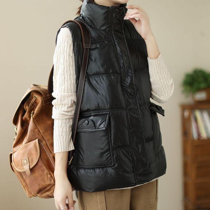 Imitation down cotton clothes vest autumn and winter new Korean version loose vest vest vest warm outside wearing vest jacket women