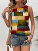 2026 New Striped Print Women's Elegant Tank Top Summer Street Fashion Tank Top Everyday Casual Women's Sleeveless T-shirt