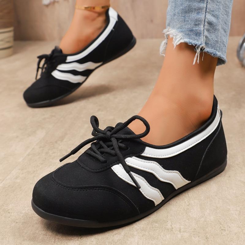 2025 Women Shallow Sneakers Flats Lace-up Breathable Walking Shoes Women Trend Color Baotou Lace-up Sneakers Zapatos De Mujer
