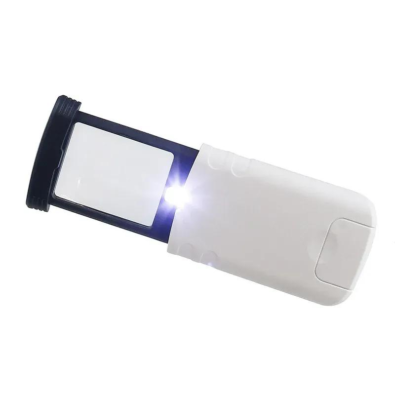 Loupe 4X avec 3 lumières LED - Microscope de poche pliable pour bijoux, lecture et loisirs créatifs (Lentille d'agrandissement portable éclairée, Lentille HD)