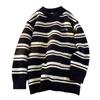 Unisex American Striped Color Block Round Neck Sweater - Autumn/Winter Trendy Knit Pullover