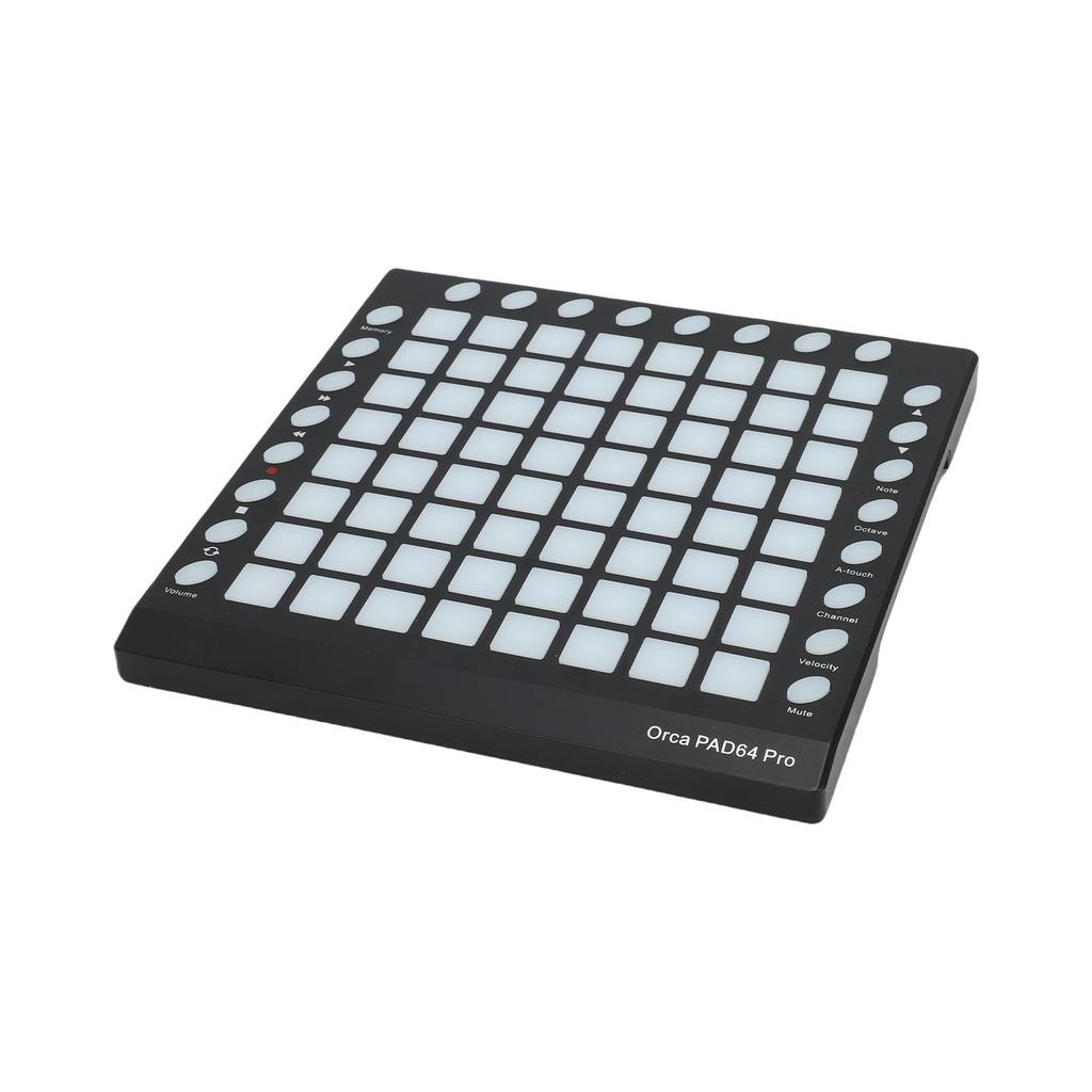 MIDI Controller Drum Pad 64 RGB Backlit Velocity Sensitive Pads 24 Buttons USB MIDI Input Output Portable MIDI Pad for