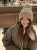 Hairball Loose Knitted Hat Women's Autumn and Winter Ear Protection Warm Cold Hat Cute Thick Wool Hat Winter Big Head Circumference