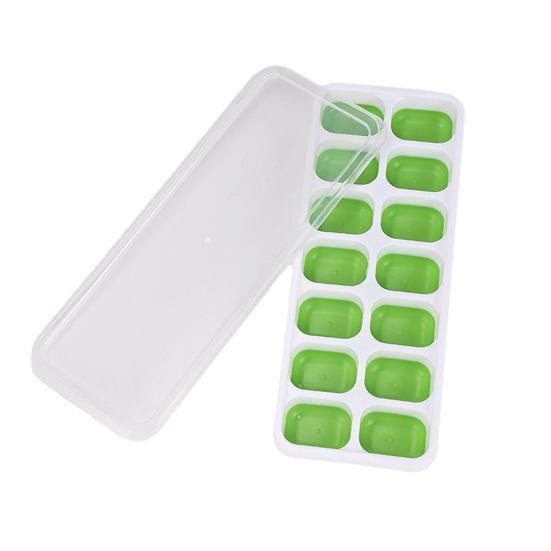 Silicone Ice Cube Tray with Lid BPA-free Ice Mold for Freezer One-Click Release Large Capacity Ice Maker for Home Bar Kitchen