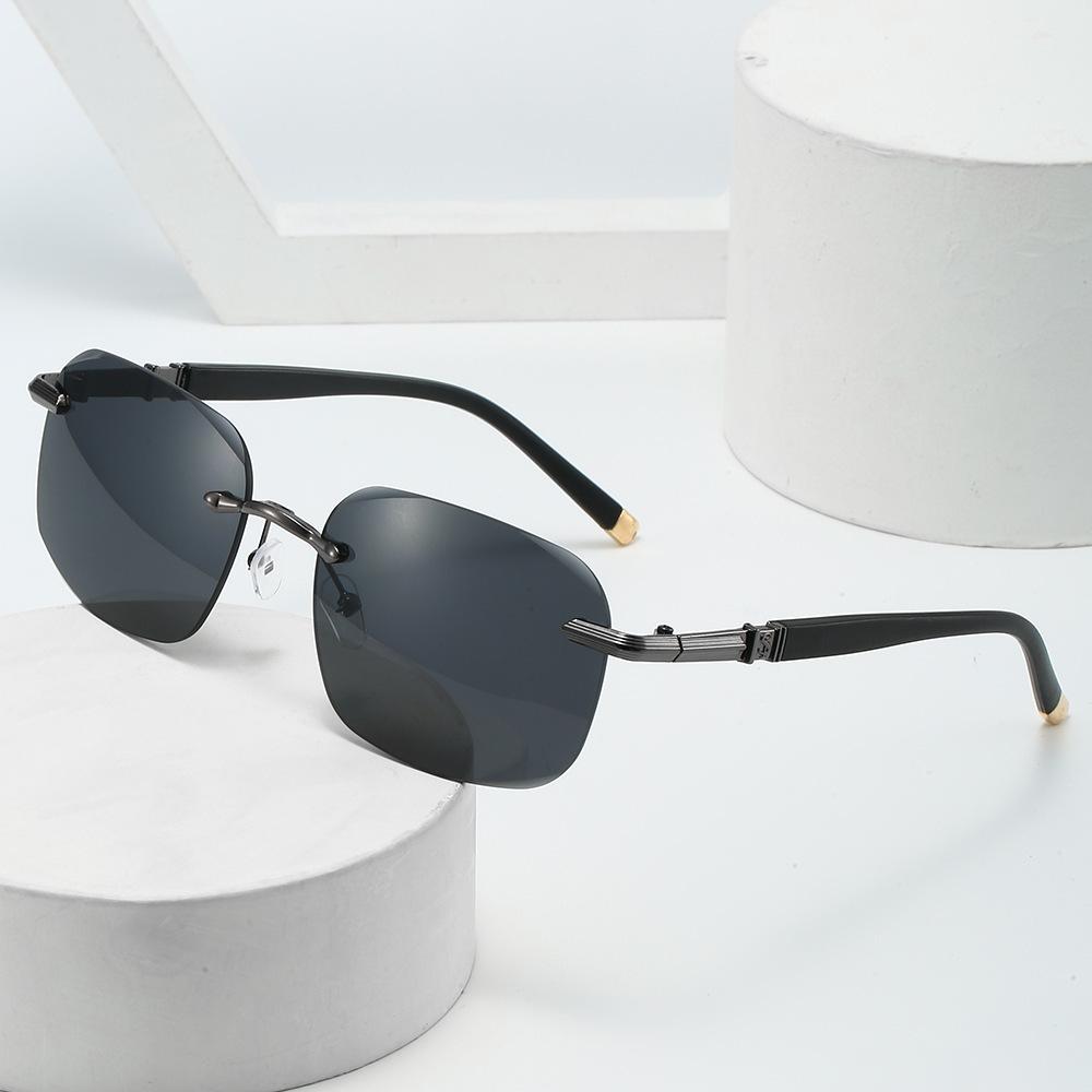 New Stylish Frameless Sunglasses For Men Outdoor Driving Fishing Shades Fashionable Casual Travel Accessories