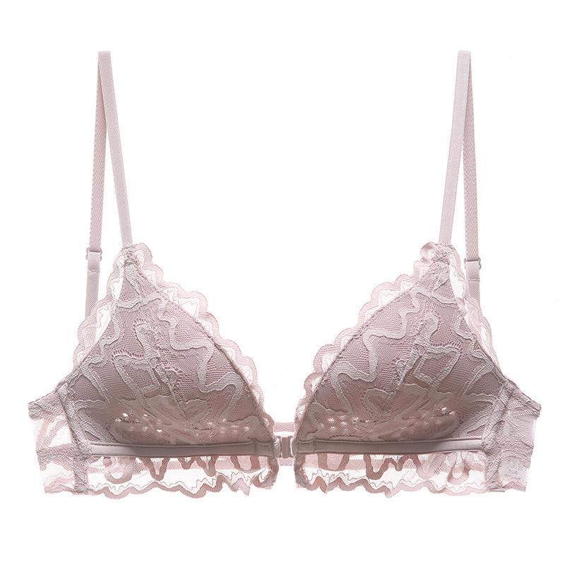 French Thin U-shaped Big Halter Invisible Bra Beautiful Back Cross Belt Front Buckle Underwear Big Chest Small Bra Bra