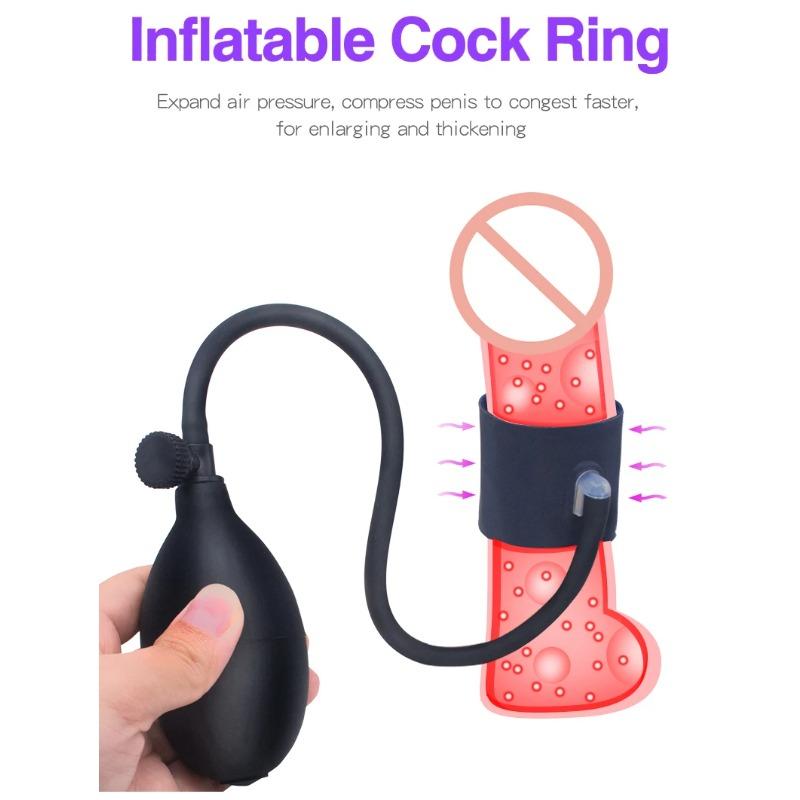Aufblasbarer Penisring Verzögert Ejakulation Verbessert Erektion Bondage-Spiel | Hahnsperre Hodenspreizer Sexspielzeug Männer (18+ Erwachsenengebrauch)