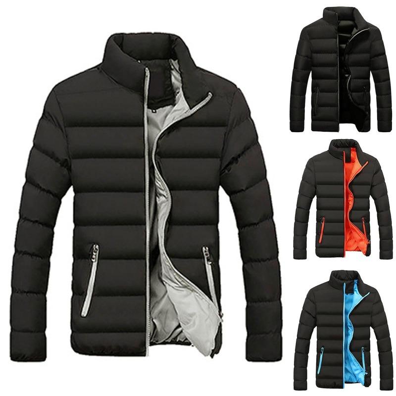 Men's Winter Zipper Warm Down Jacket Packable Light Coat