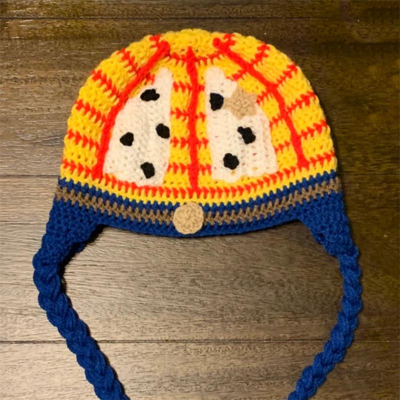 New Adult Horn Hat Halloween Funny Costume Hand-crocheted Wool Mask One-piece Hat