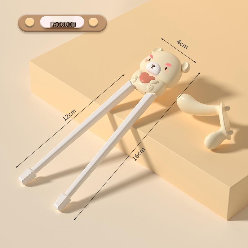 Children's Cartoon Training Chopsticks & Infant Spoon Set - Portable Tableware for Learning and Feeding.
