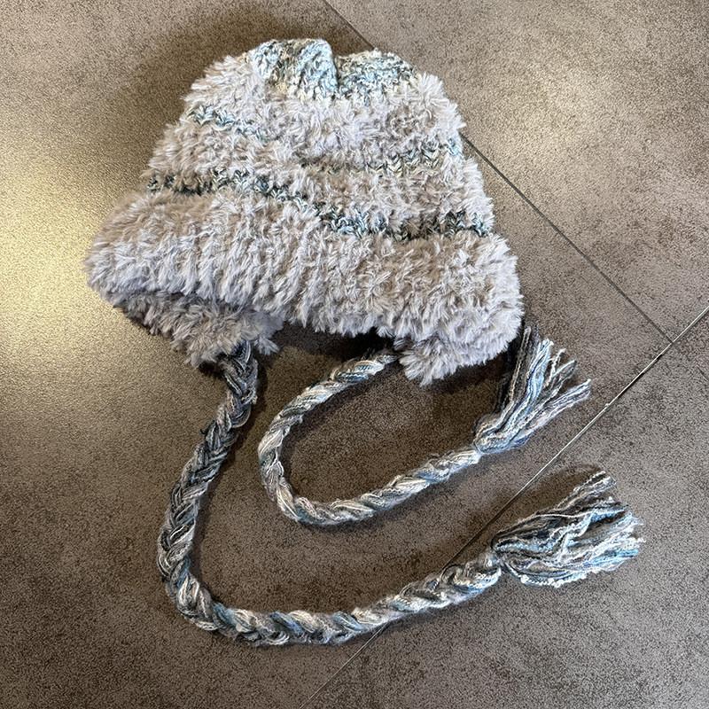 Winter Plush Hat With Color Blocking And Big Head Circumference Design Daily For