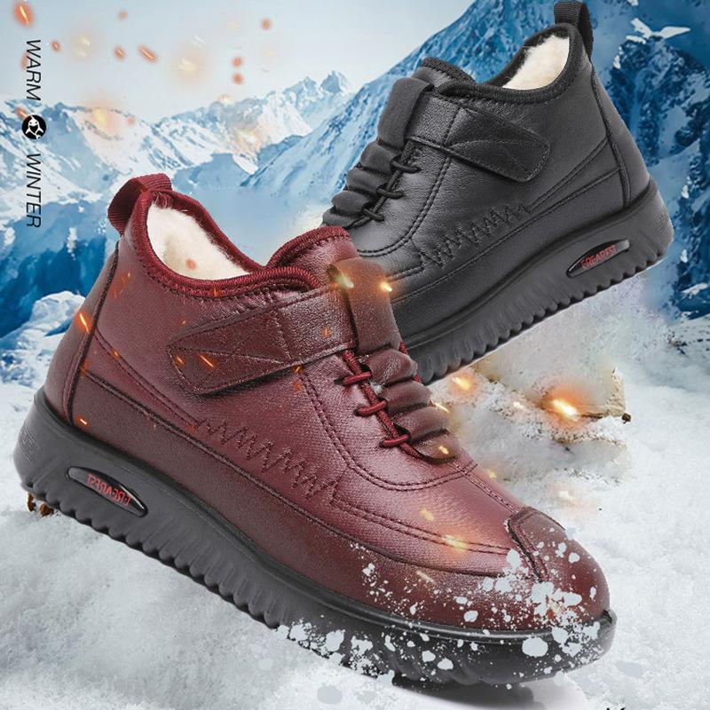 Altes Peking Winter Damen 2025 Neue Baumwollschuhe Fleece Verdickt Warm Mittelalte und Ältere Schneestiefel Rutschfest Mama Baumwollstiefel