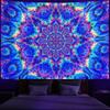 VIKAMA Fluorescent Mandala Tapestry with Neon Bohemian Patterns for Bedroom Living Room Decor Aesthetic Wall Art