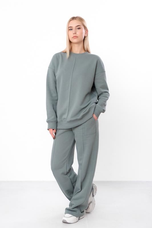 Women’s Cozy Sweatshirt & Wide-Leg Pants Set – Relaxed Fit & Tailored Details, Winter, 3399-140 HC