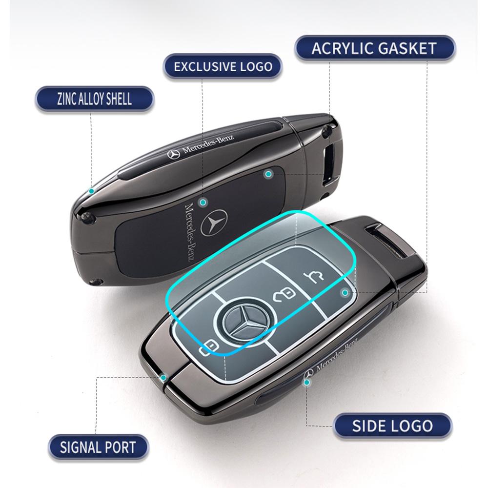 WDZIM1 Car Sticker Metal Car Remote Key Case Fob Cover Shell For Mercedes Benz AMG A C E S G Class GLC CLE CLA GLB GLS W177 W205 W213 W