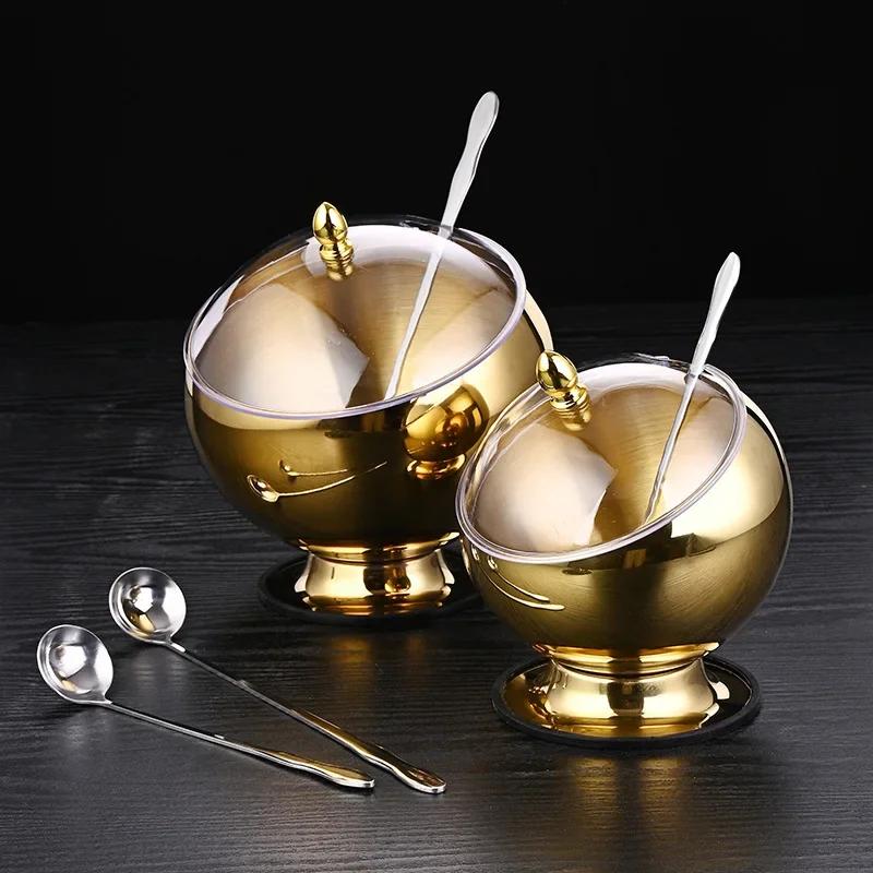 Kitchen Items Sloped Stainless Steel Bowl Storage Containers Spherical Sauce Bowl with Cover Restaurant Bowl Buffet Tableware