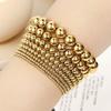 Fashion Jewelry Gold Plated Waterproof Metal Ball High Quality Smooth Diameter 3/4/6/8mm Elastic Stainless Steel Bracelet