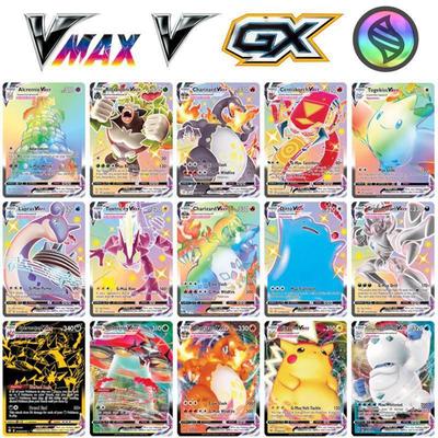 100Pcs Assorted Playing Cards VSTAR GX EX VMAX MEGA TAG TEAM Energy Trainer Charizard Pikachu Rare Pokemon Cards B30