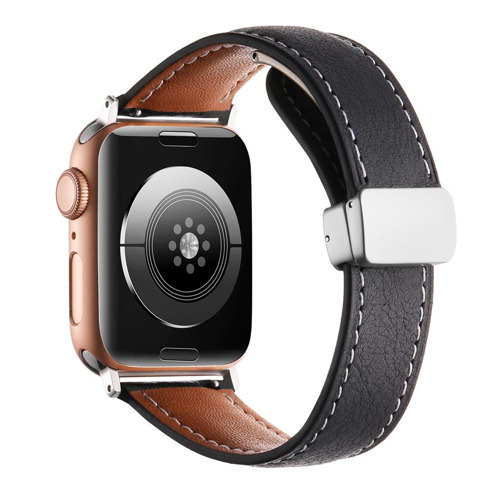 Crazy Horse Magnetic Buckle Women's Genuine Leather Watch Strap,For Apple Watch 42mm 44mm 45mm 49mm iWatch S10 46mm