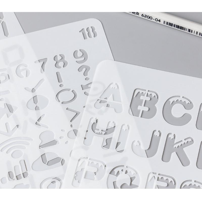 20 Peças Stencils Vazados de Letras/Números para Grafite Alfabeto Stencil Plástico Letras Stencils Caligrafia Stencil