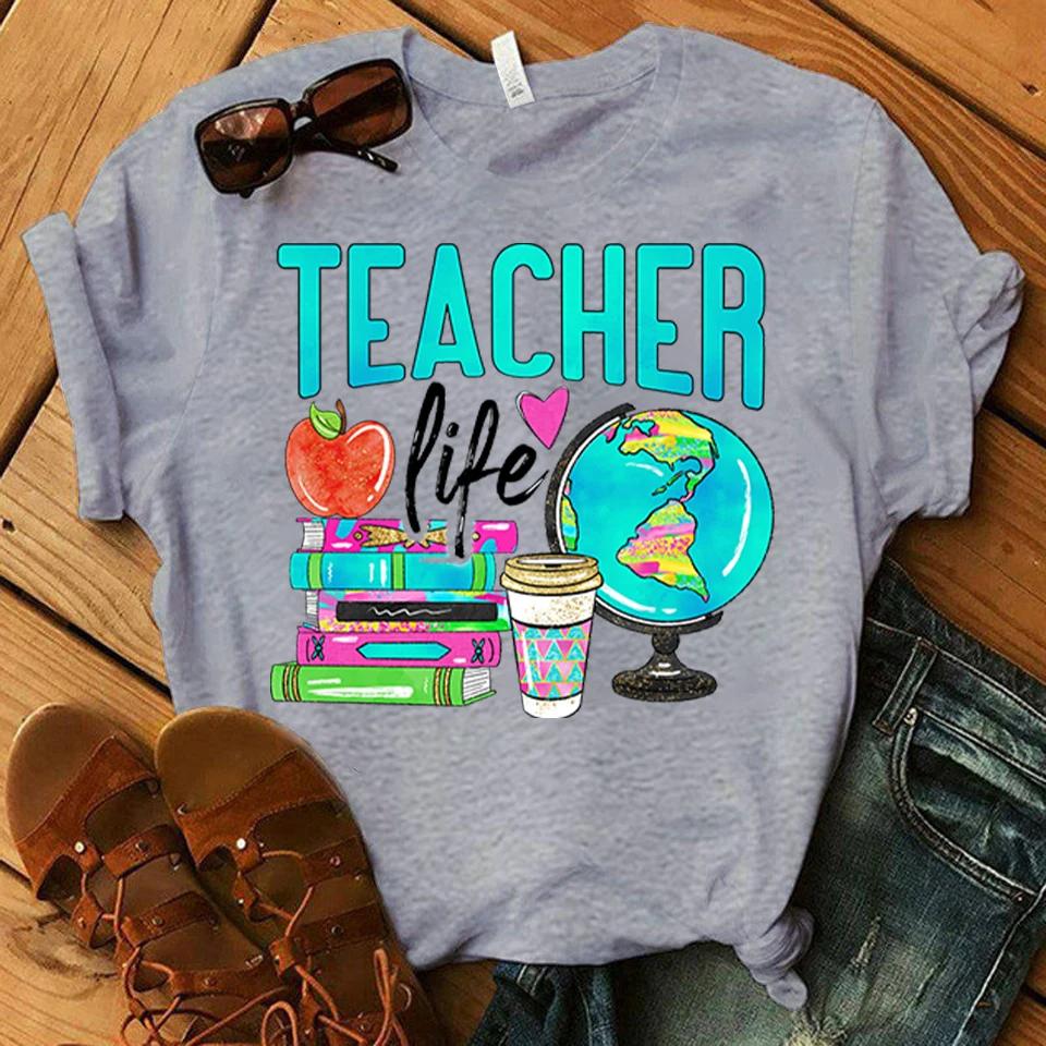 Teacher Life New Short Sleeve Summer Tshirt Fashion Women Graphic T Top Shirt Stylish Print T-shirts Cartoon Female Tee T-Shirt
