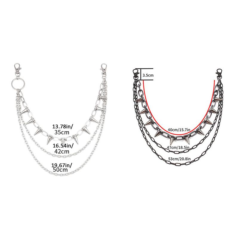 Hip-Hop Punk Metal Rivets Pants Chain Multi-Layer Waist Chain Dress Up Pants Hundred For Men Women Waist Chain Jewelry