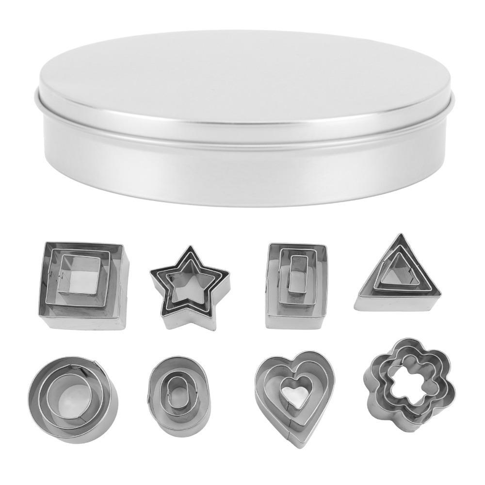 24PCS Stainless Steel Baking Mold Set Rust Proof Cake Mold Chocolate Dessert Mold Cookie Baking