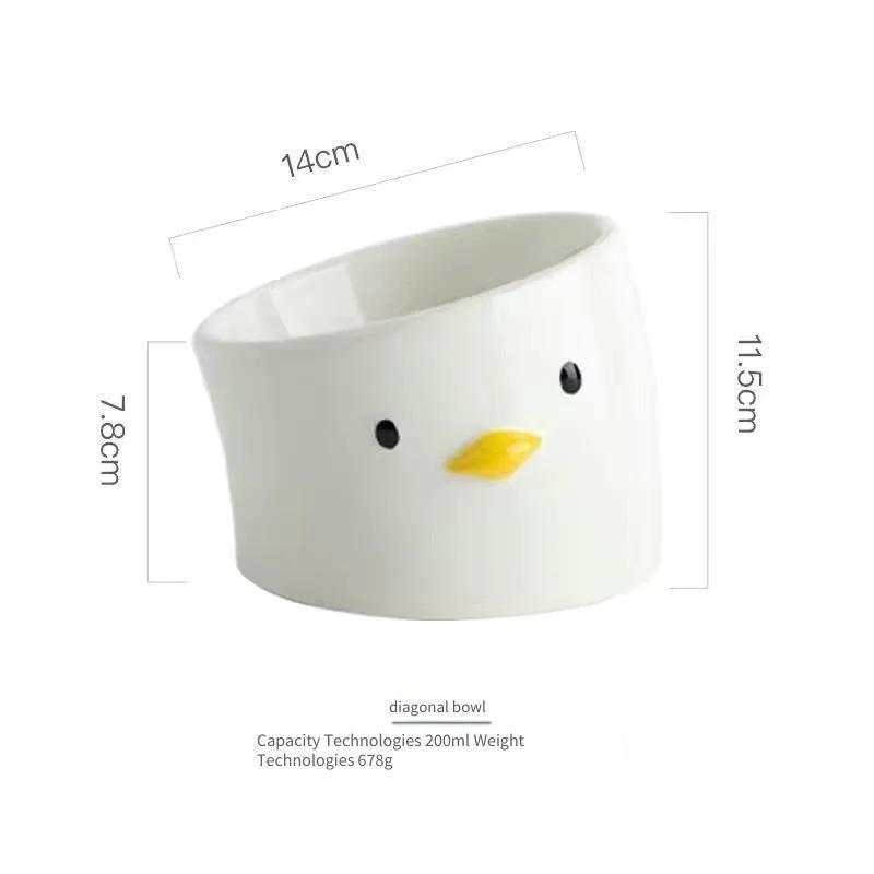 Roztomilá keramická sada misek pro kočky - Dvojitá miska na krmivo a vodu, Protiskluzové misky pro mazlíčky, pro perské kočky, Umělecký design hliněného hrnce