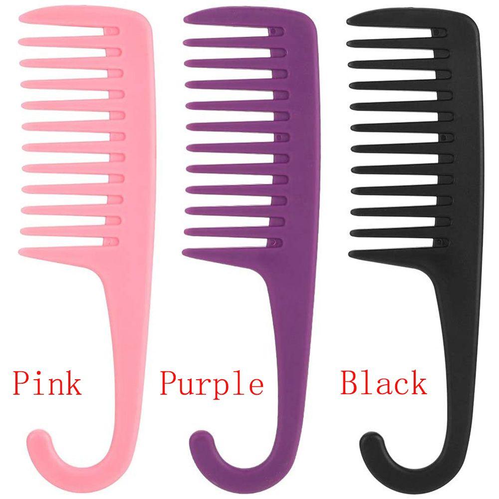 Black/Purple/Pink Barber Detangling Wide Tooth Hair Comb Hairdressing Styling Tool Shower Brush
