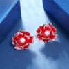Chinese style peony flower stud earrings temperament women's s925 silver needle pearl simple earrings retro elegant versatile ear jewelry