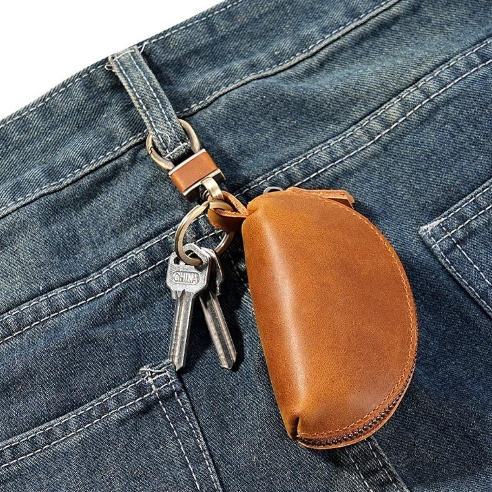 Crazy Horse Leather Car Key Pouch Genuine Leather Key Holder  for Secure Keys Storage