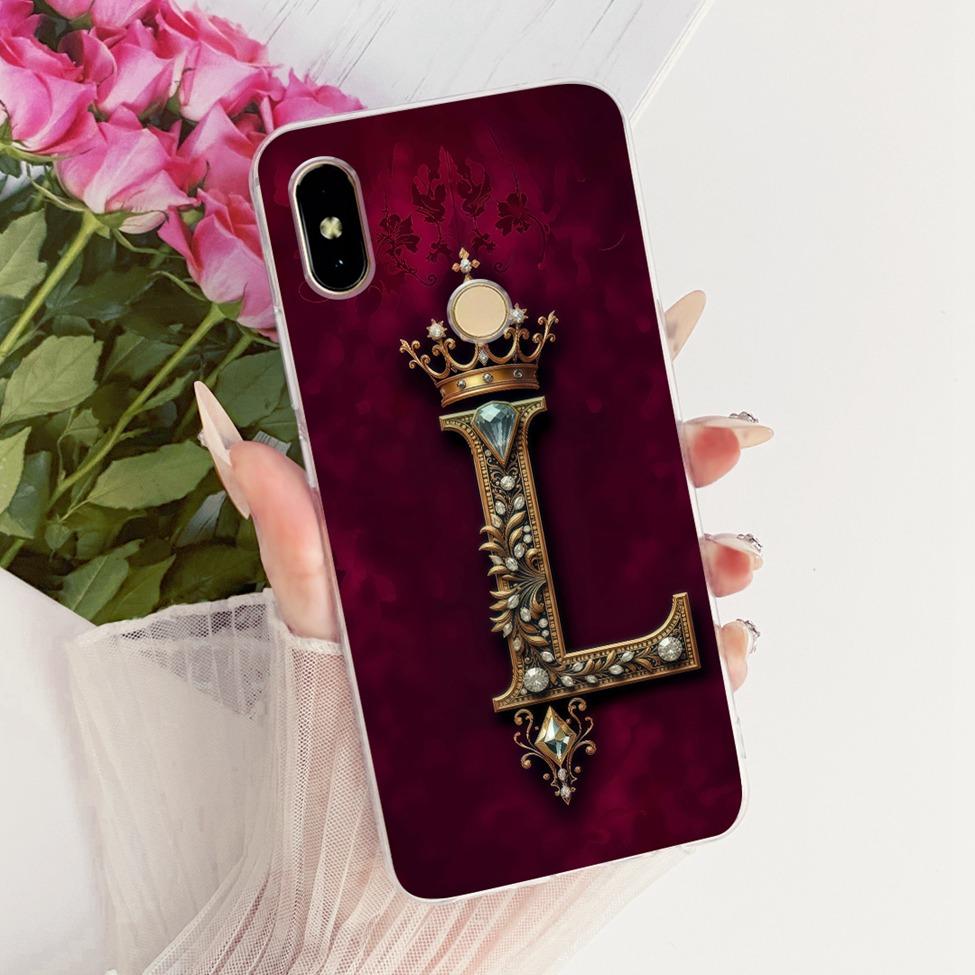 Transparent For Redmi Y2 Cover For Redmi S2 Case Luxury Crown A-Z Letters 2D Flat Pattern Soft Phone Casing