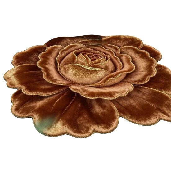Floral Plush Floor Mat 3D Flower Optical Illusion Rugs Non-Slip Water-Absorbent Bath Mat for Bathroom Bedroom Entrance Vanity Area