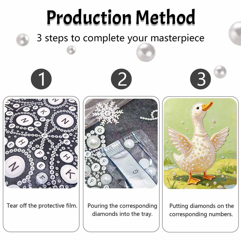 Pearl Painting Kit DIY Cute Duck Animal Handmade Home Decoration Painting