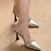 Bursting~ Silver high heels women's 2025 summer new beautiful rhinestone one-word with pointed thin heel bag head sandals