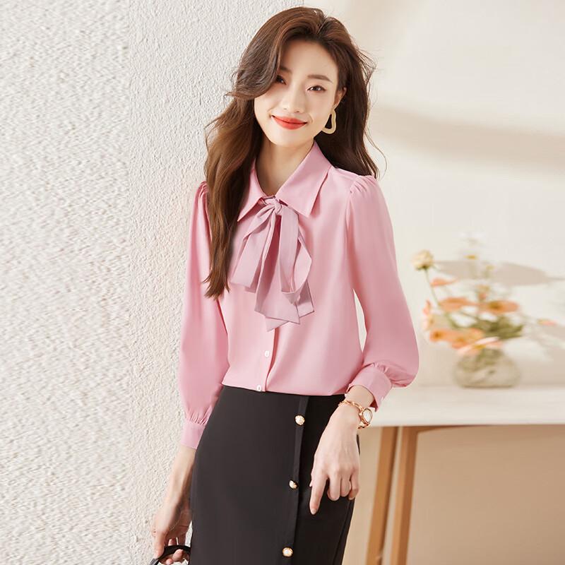 Женская блузка Teluoman с длинным рукавом и галстуком-бантом L