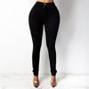 Women's Stylish Solid Color Casual Pocket High-waisted Slim Pencil Denim Pants
