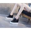 Fashion Women Genuine Leather 11cm Hidden Wedge Sneakers Platform Shoes High Heels Sneakers Woman Casual Shoes White Women Trainer