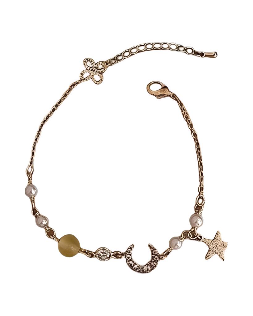 Exquisite Armbänder für Frauen, Stern-Mond-Zirkon-Perlenarmband, einfach