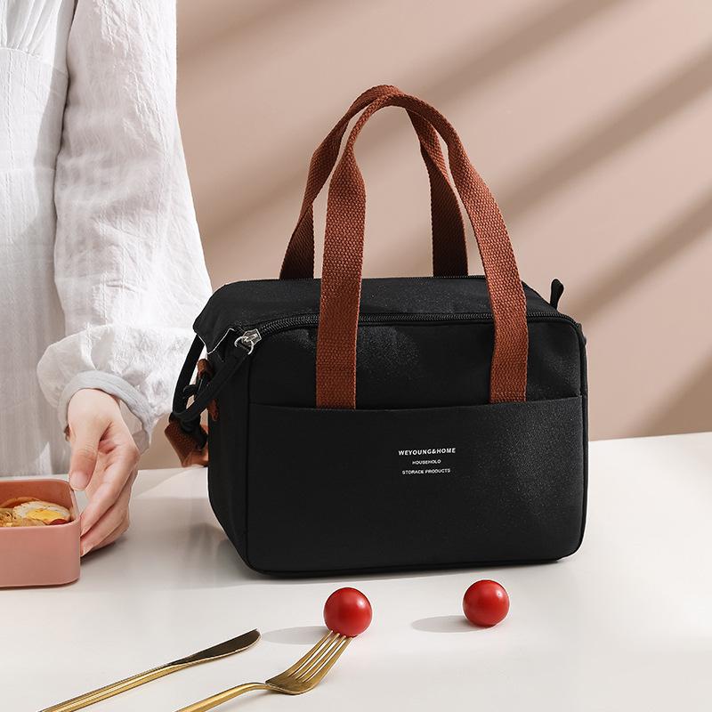 Portable Lunch Bag Thermal Insulated Lunch Box Tote Cooler Handbag Waterproof Bento Pouch Office Food Shoulder Bags