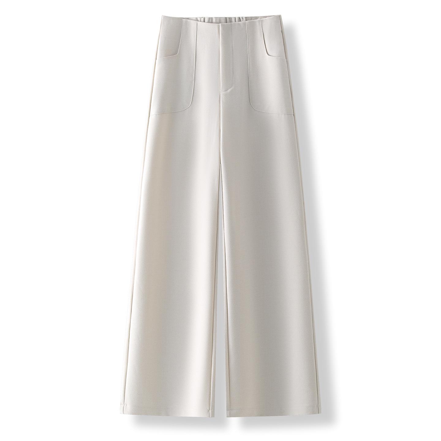 

2026 Women s High-End Retro Wide-Leg Suit Pants - Spring/Autumn, Casual, Slimming, Drape, Straight-Leg, Solid Color 2XL