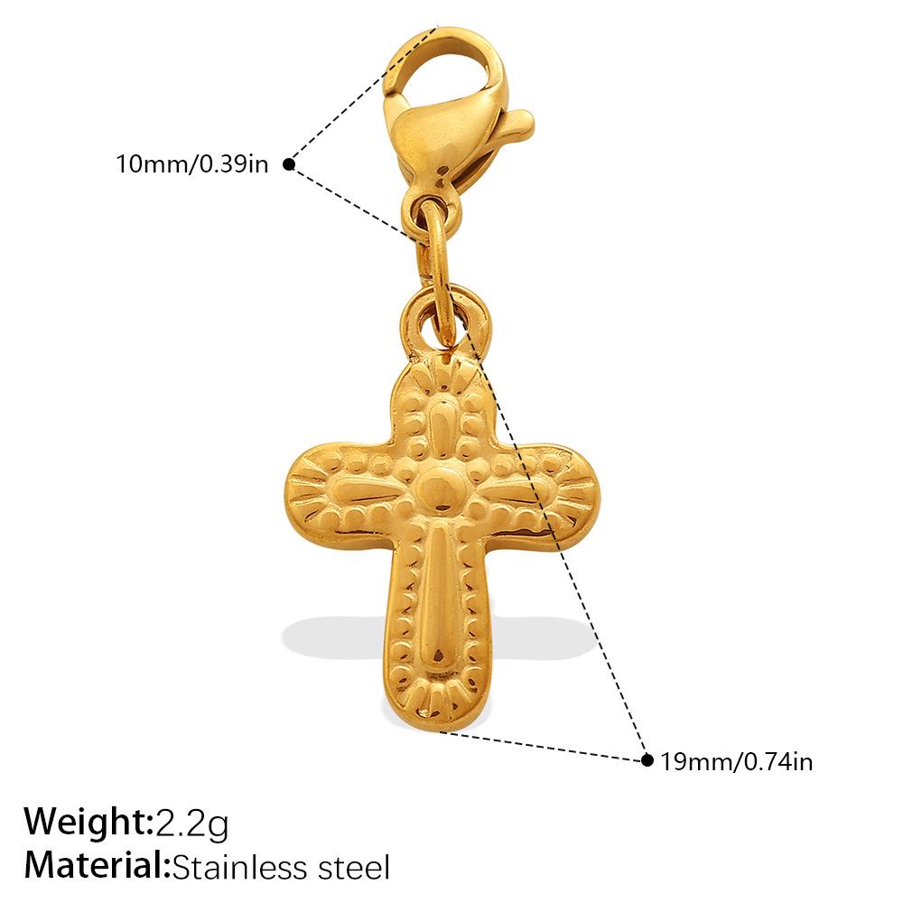Personalized Retro Style Engraved Three-Dimensional Cross Series Lobster Buckle Pendant Stainless Steel Gold Diy Accessories