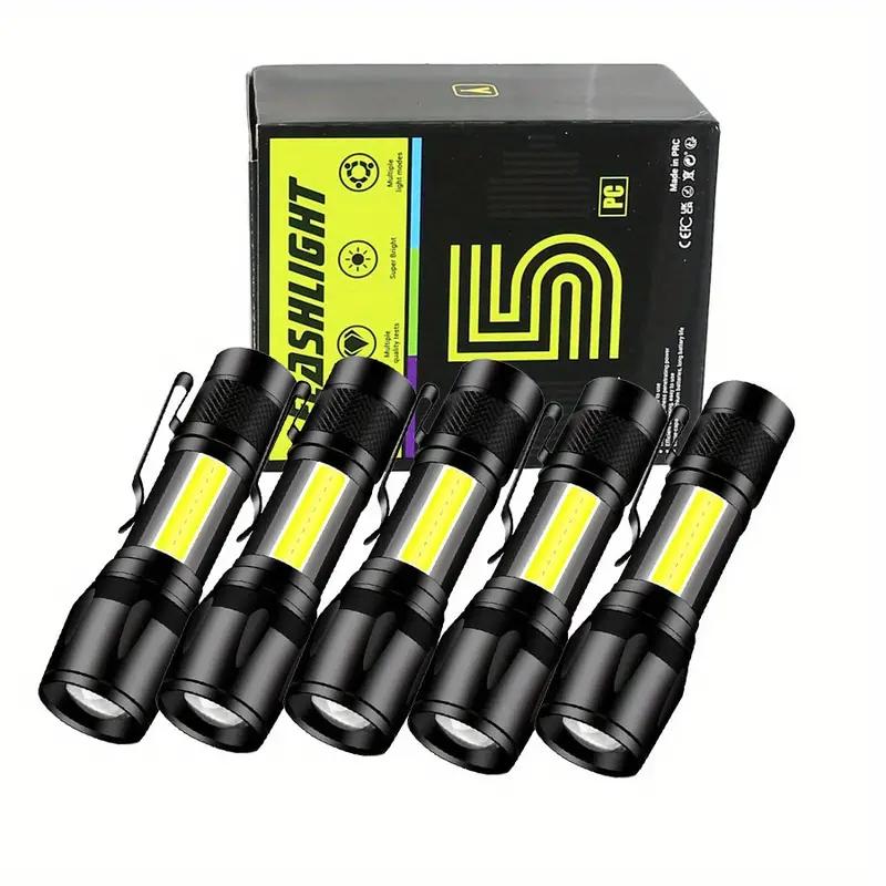 Powerful Mini LED Flashlight COB + XPE Zoom Torch Built In Battery USB Rechargeable With Pen Clip Outdoor Camping Emergency Lamp