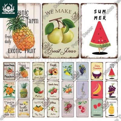 Putuo Decor Fruit Vintage Tin Sign Plaque Metal Plate Retro Wall Art Decoration Living Room Farm Garden Kitchen Iron Painting